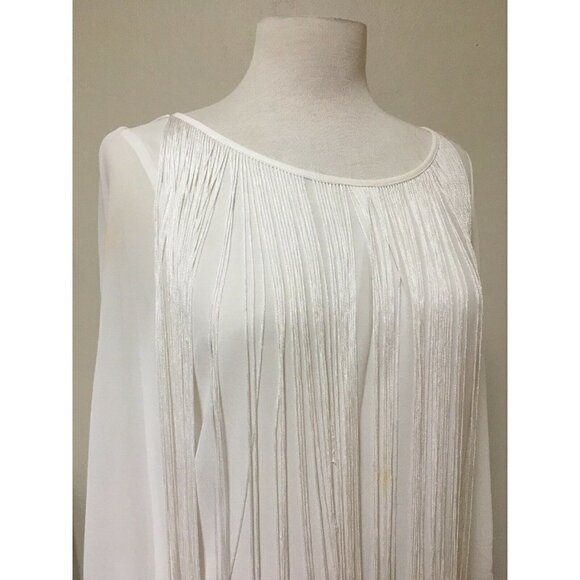 San Joy White Blouse With Fringes For Women Size M - Picture 4 of 8